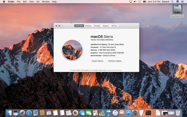 weather for present location in mac os sierra